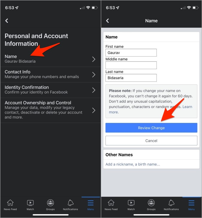 如何在Web、Android和iOS上更改Facebook个人资料名称