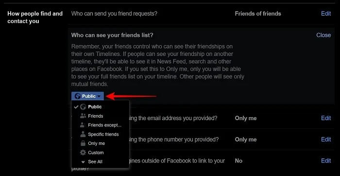 如何向他人隐藏您的Facebook好友列表?