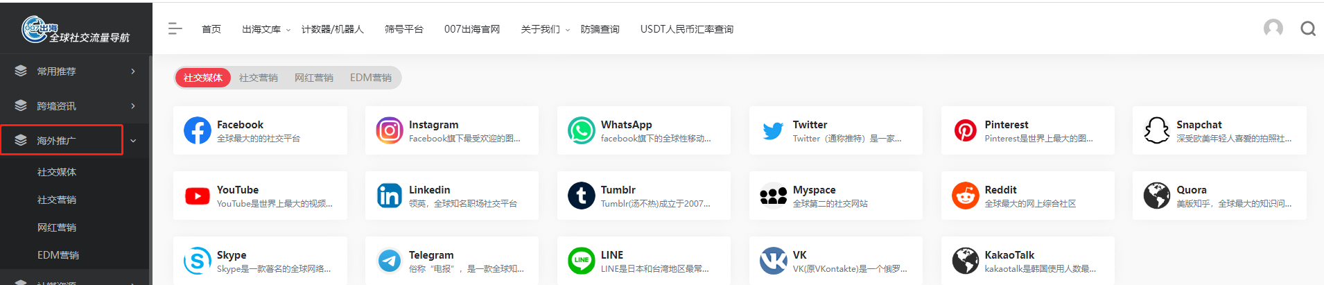 海外营销必备:一个专注于收录跨境资源的导航网站